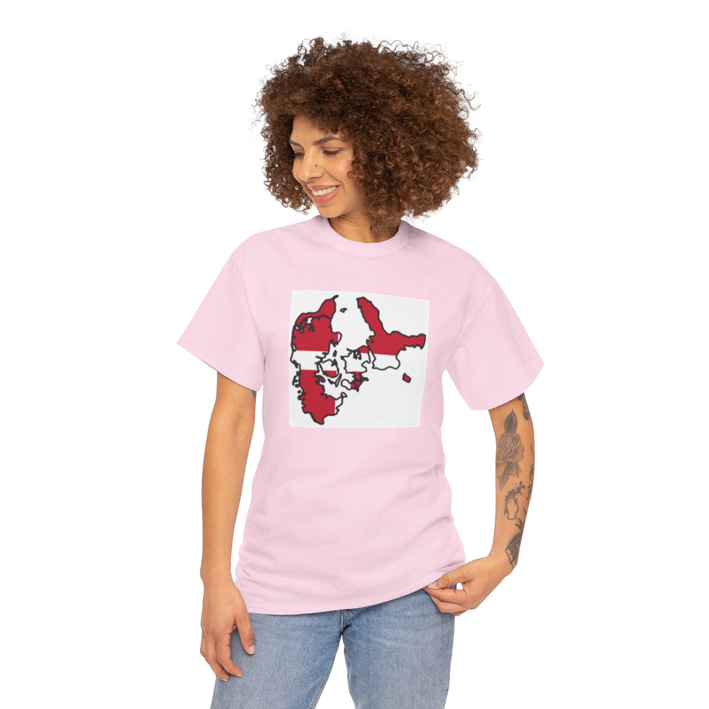 Unisex Heavy Cotton Tee -- Denmark flag and map