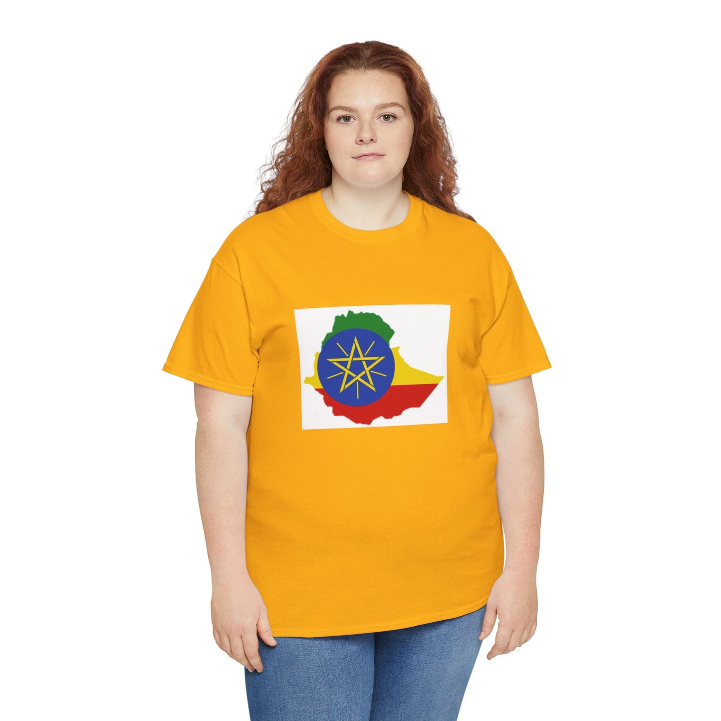 Unisex Heavy Cotton Tee -- Ethiopa federal flag and map
