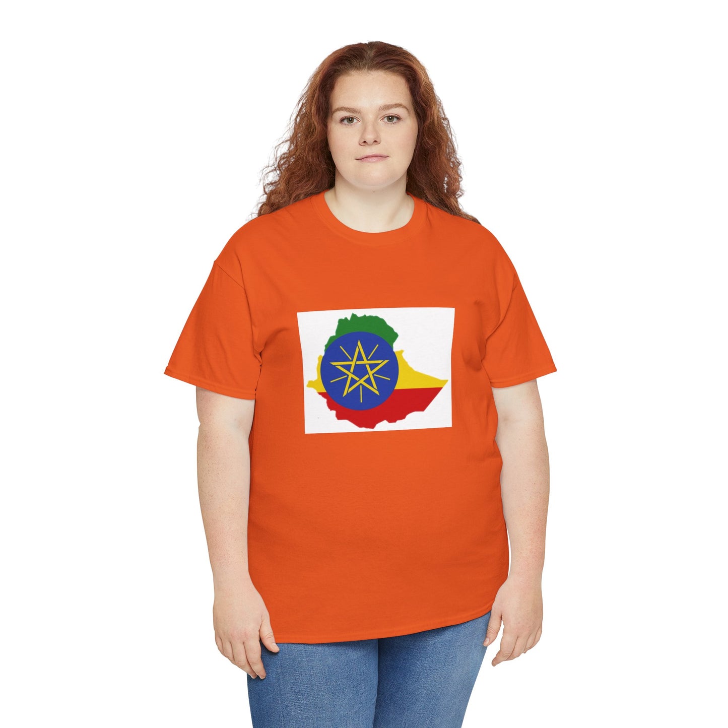 Unisex Heavy Cotton Tee -- Ethiopa federal flag and map