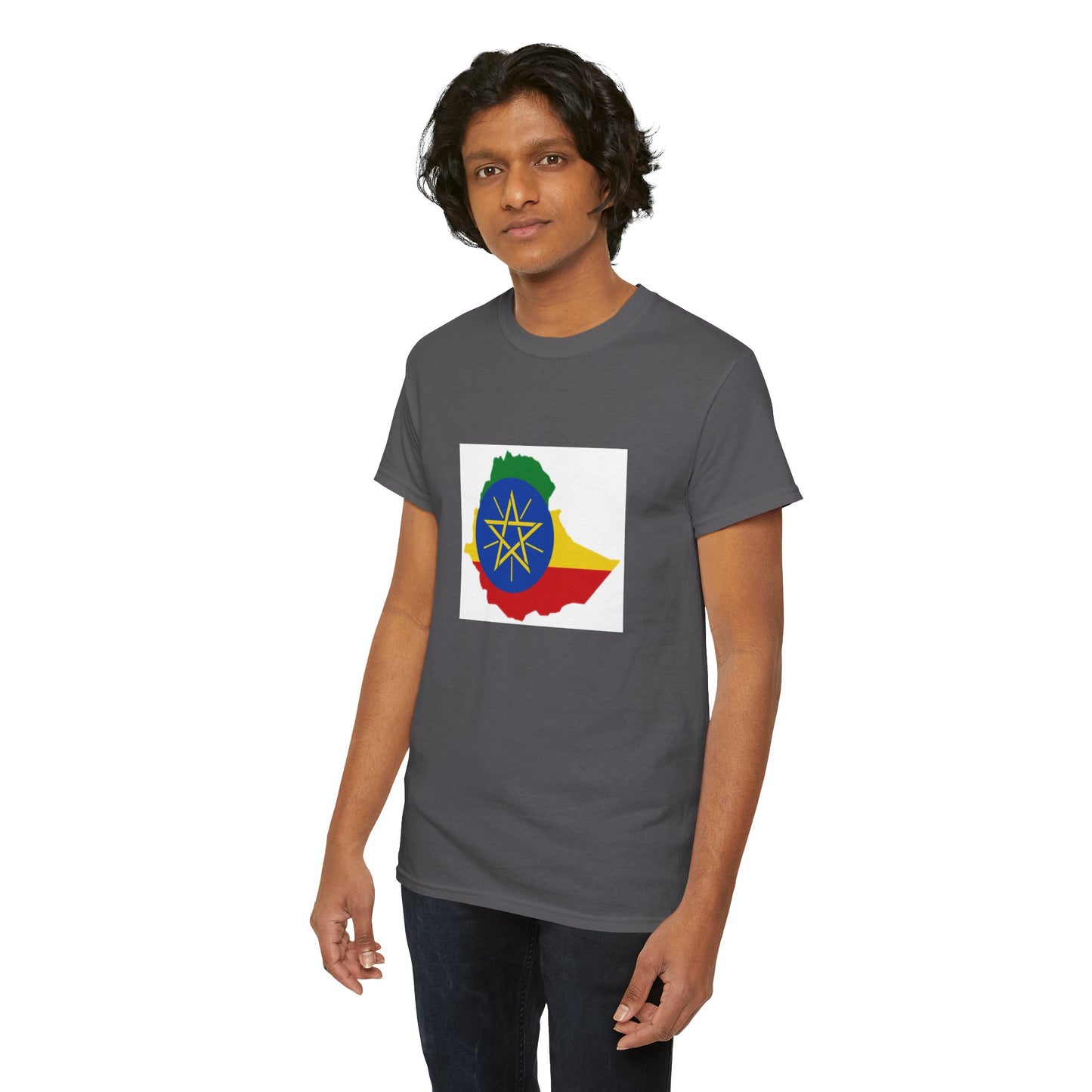 Unisex Heavy Cotton Tee -- Ethiopa federal flag and map