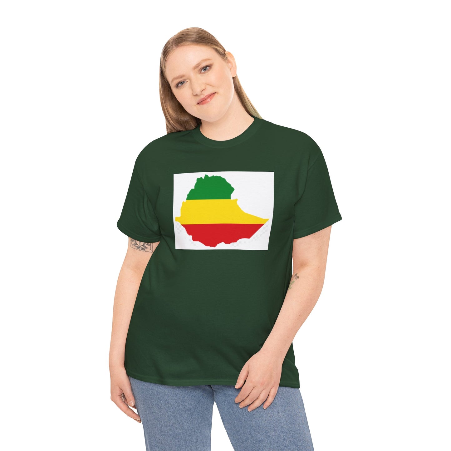 Unisex Heavy Cotton Tee -- Ethiopia flag and map
