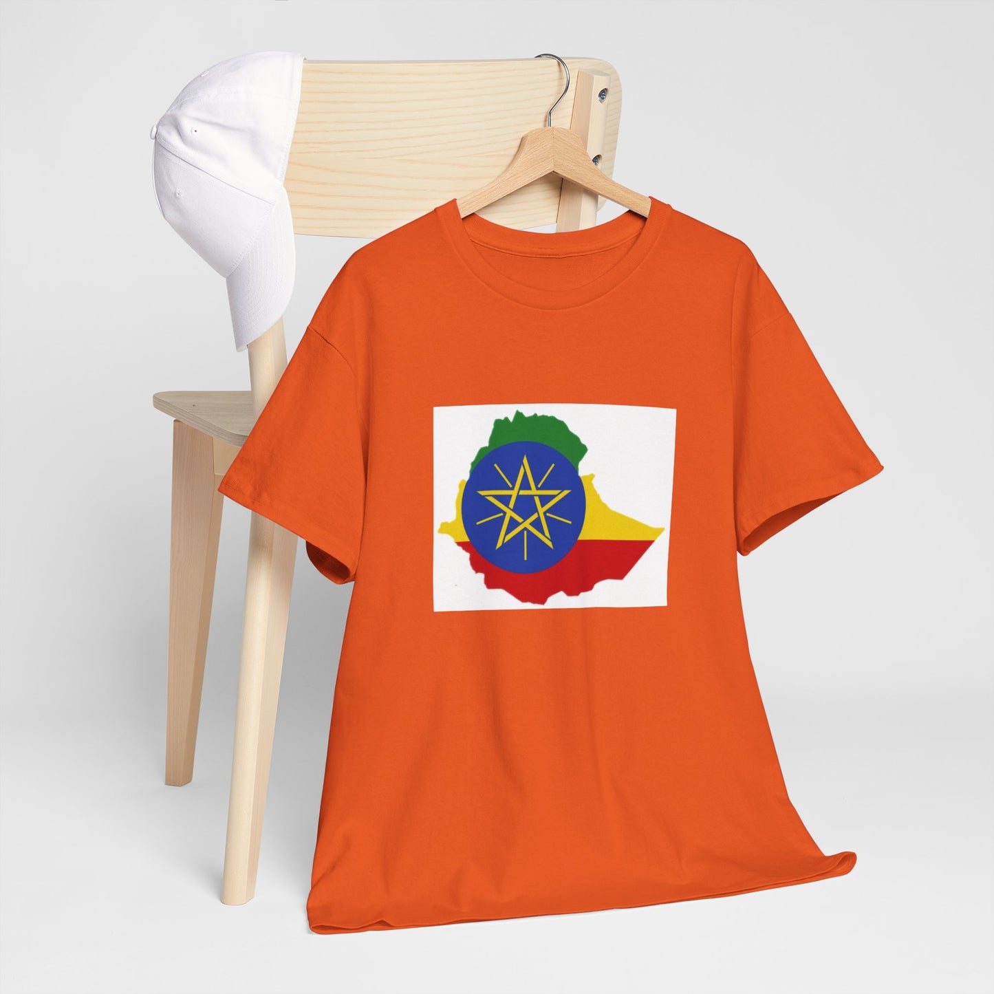 Unisex Heavy Cotton Tee -- Ethiopa federal flag and map