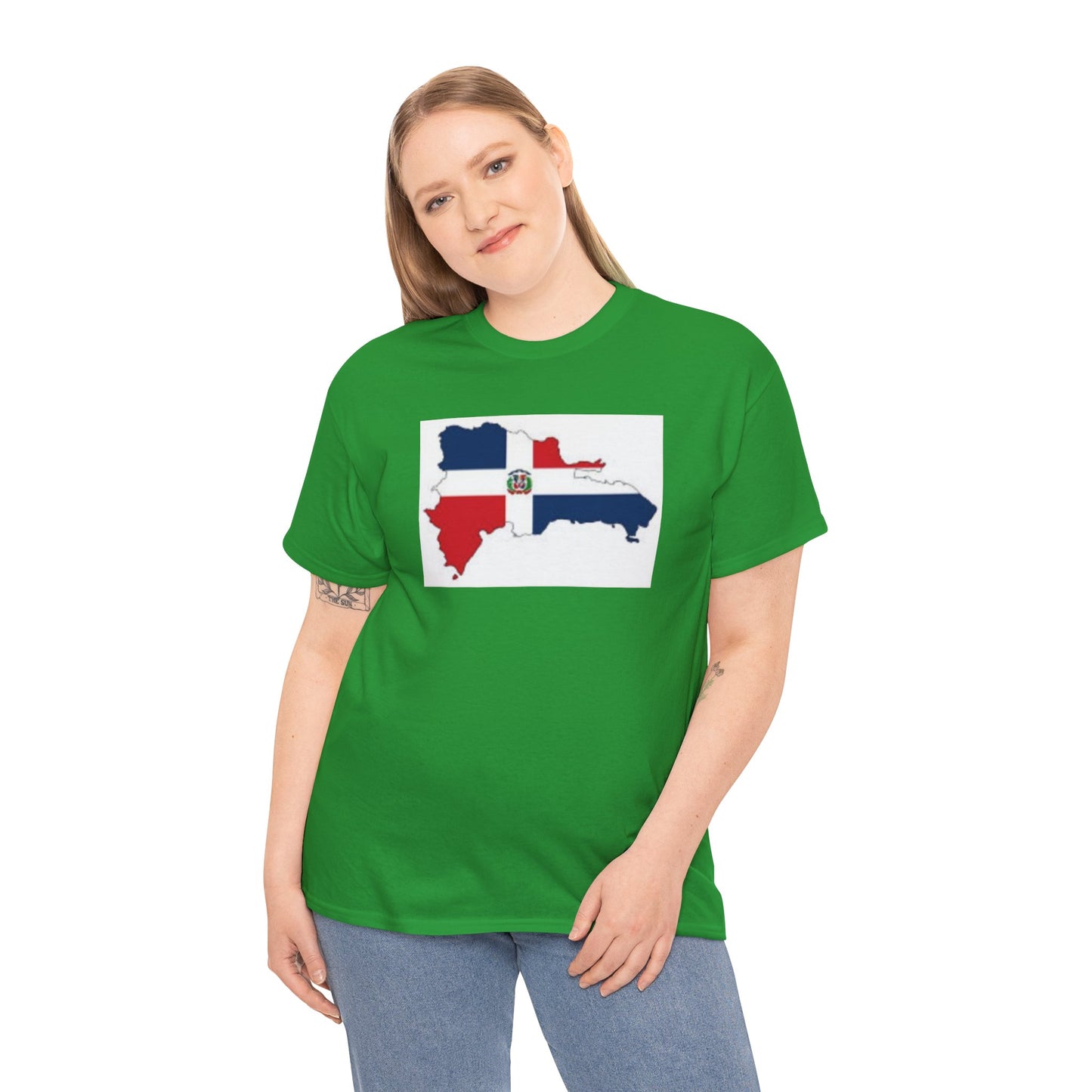 Unisex Heavy Cotton Tee -- Dominican Republic flag and map