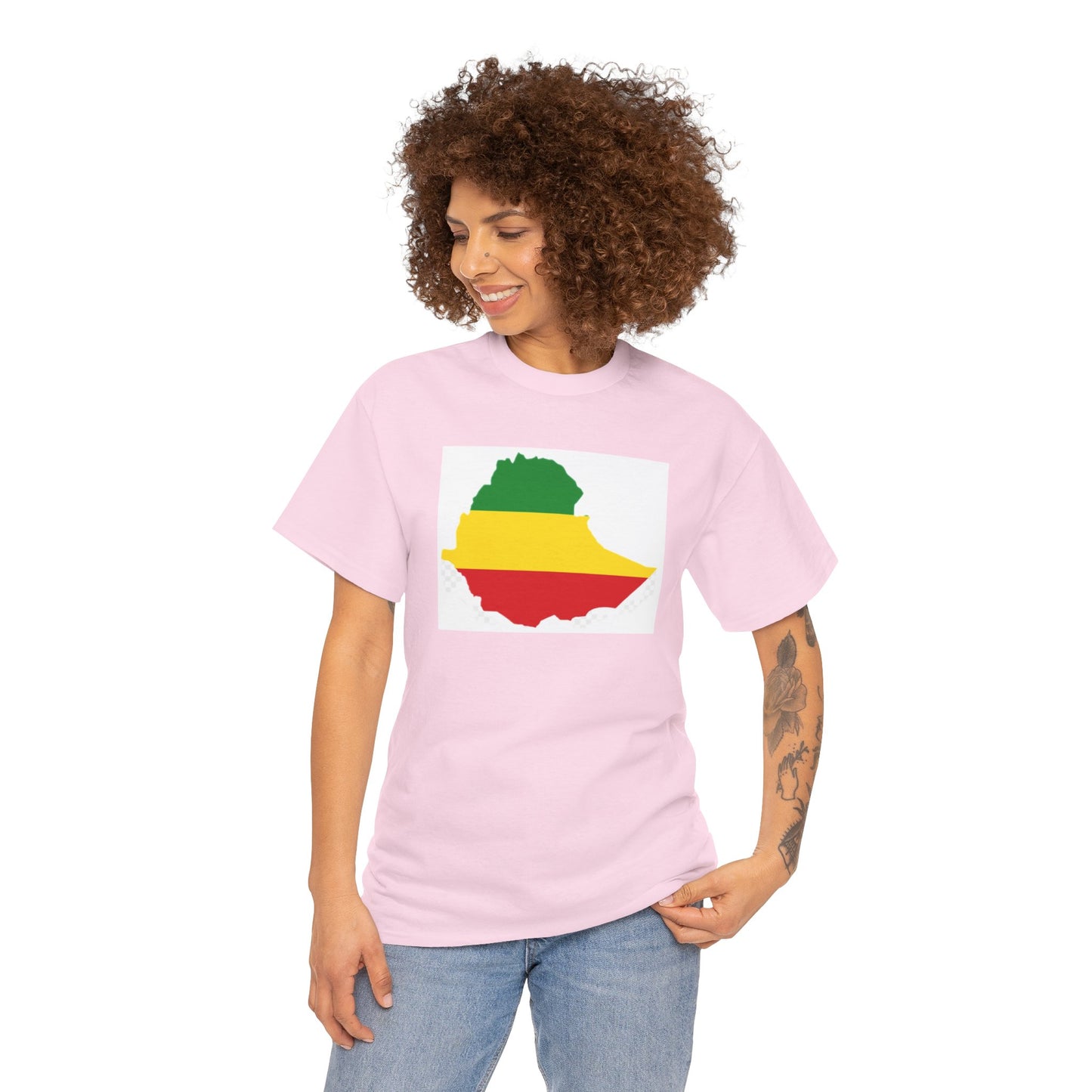 Unisex Heavy Cotton Tee -- Ethiopia flag and map