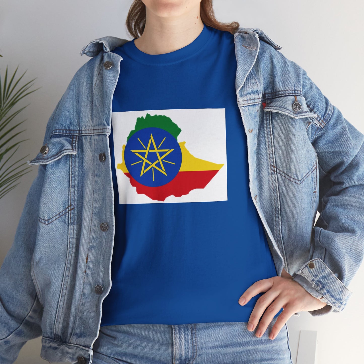 Unisex Heavy Cotton Tee -- Ethiopa federal flag and map