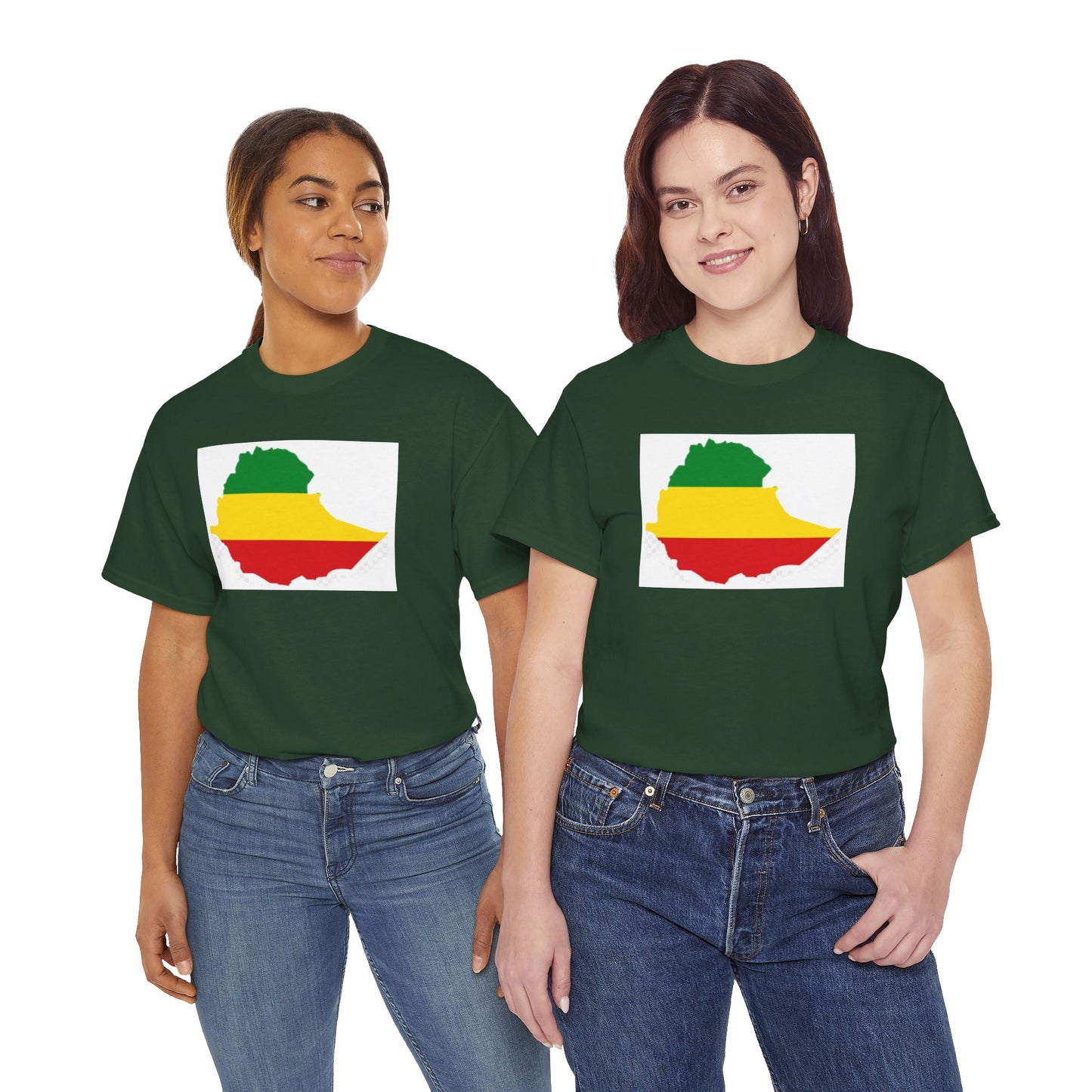 Unisex Heavy Cotton Tee -- Ethiopia flag and map