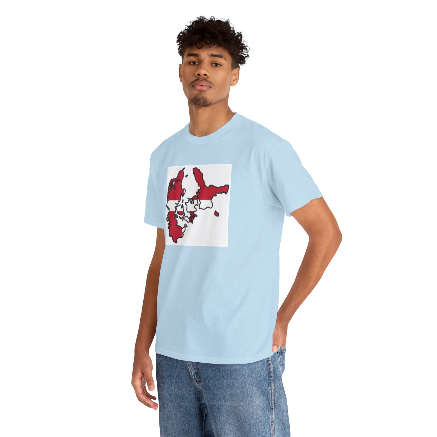 Unisex Heavy Cotton Tee -- Denmark flag and map