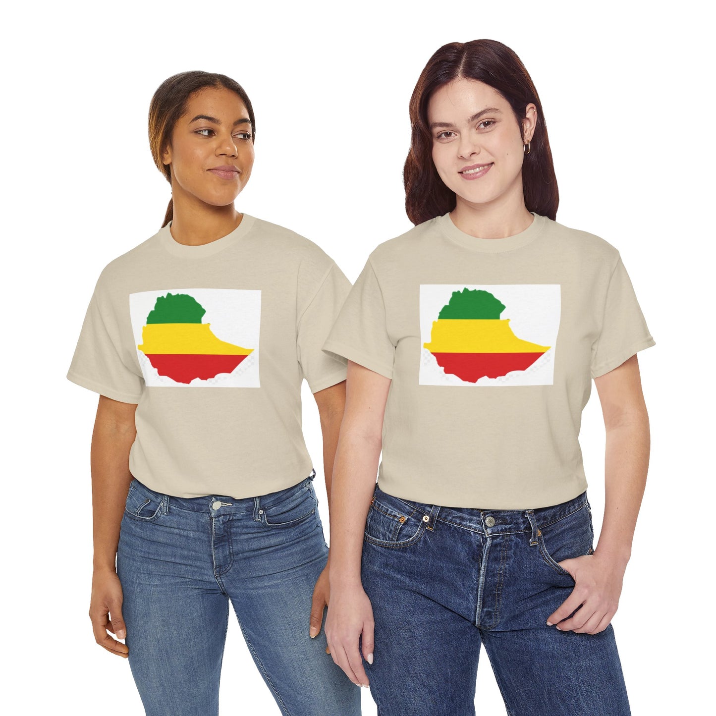 Unisex Heavy Cotton Tee -- Ethiopia flag and map