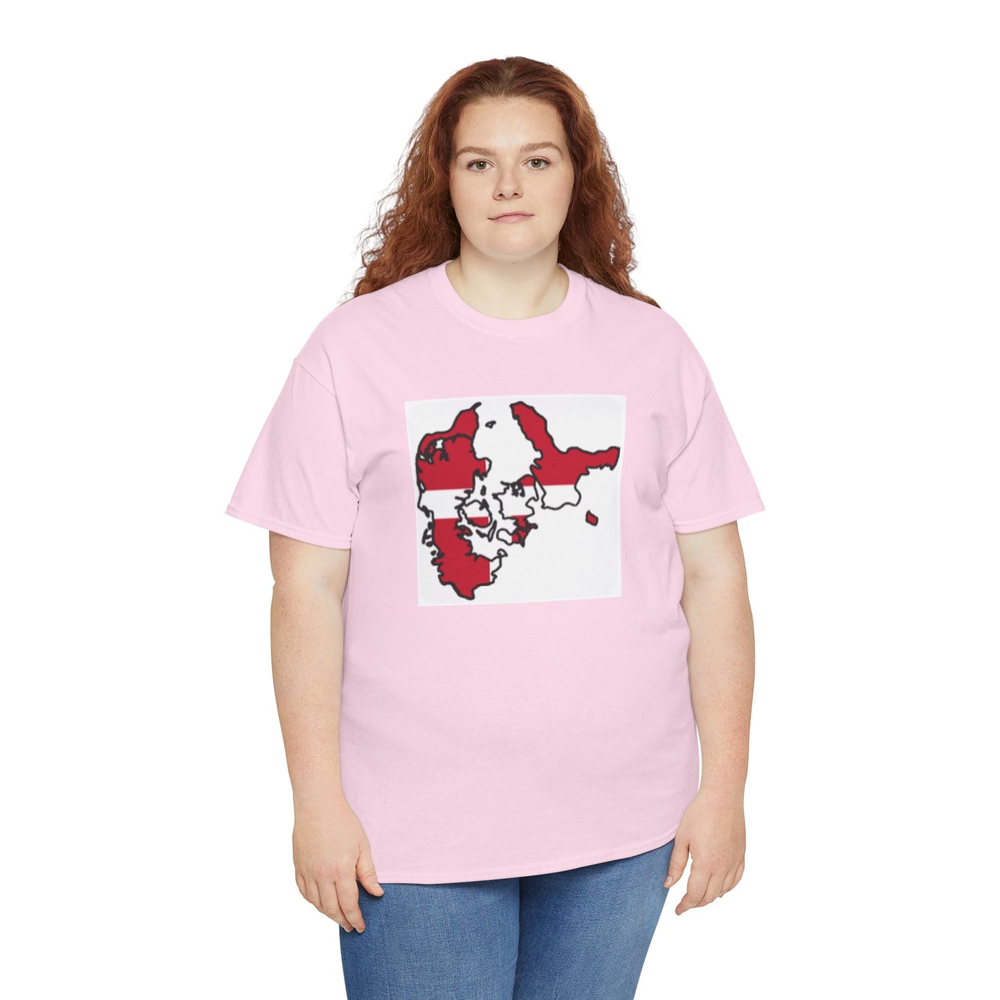 Unisex Heavy Cotton Tee -- Denmark flag and map