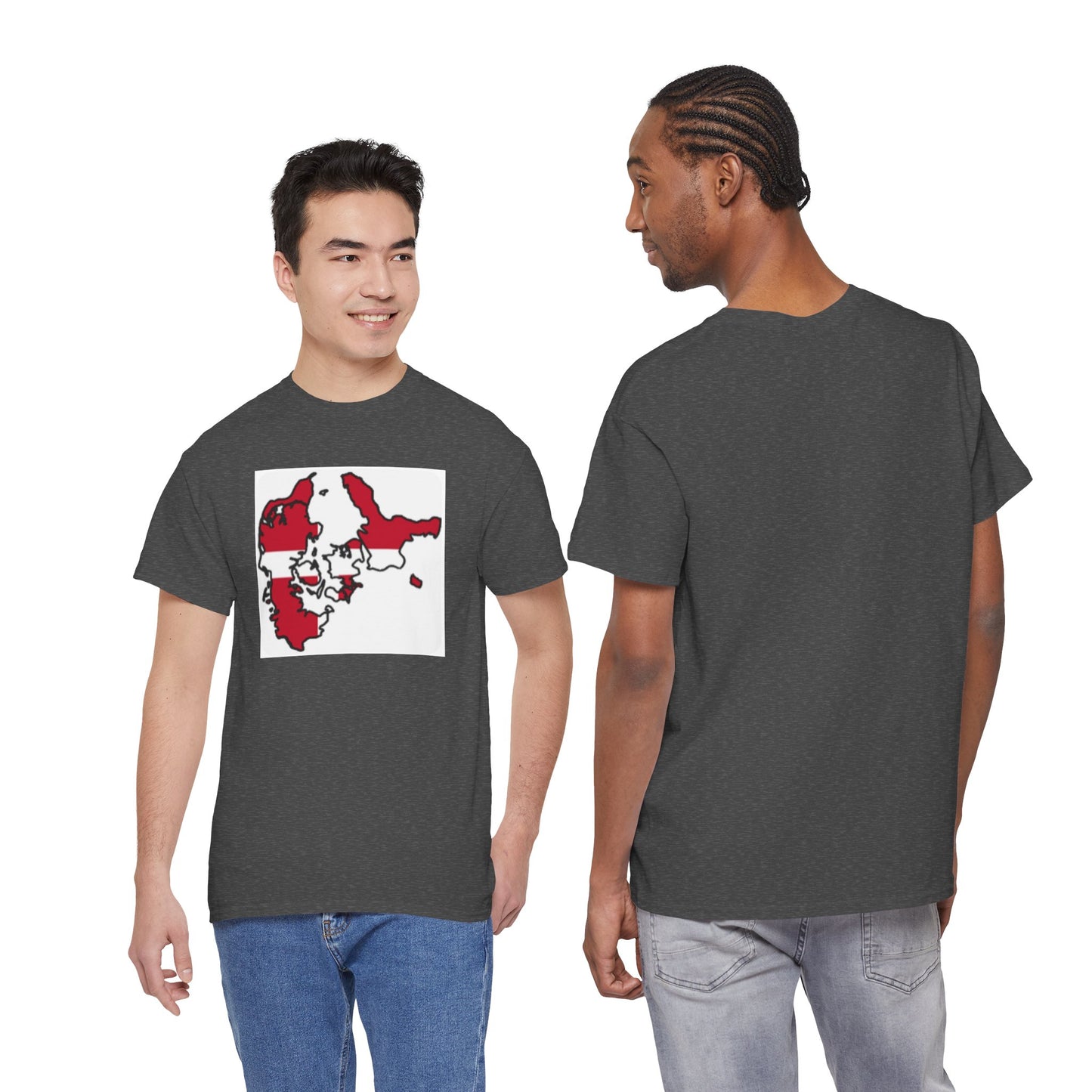 Unisex Heavy Cotton Tee -- Denmark flag and map