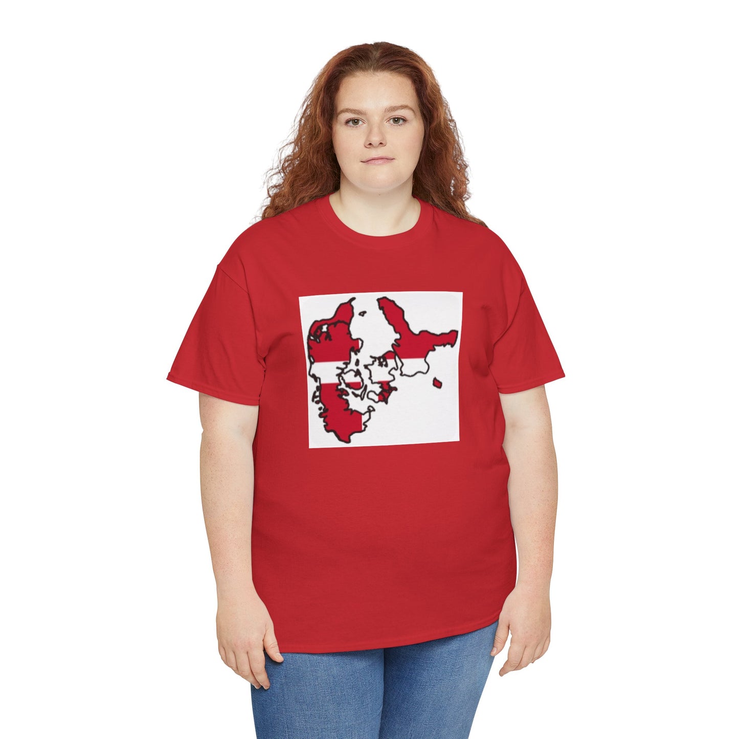 Unisex Heavy Cotton Tee -- Denmark flag and map