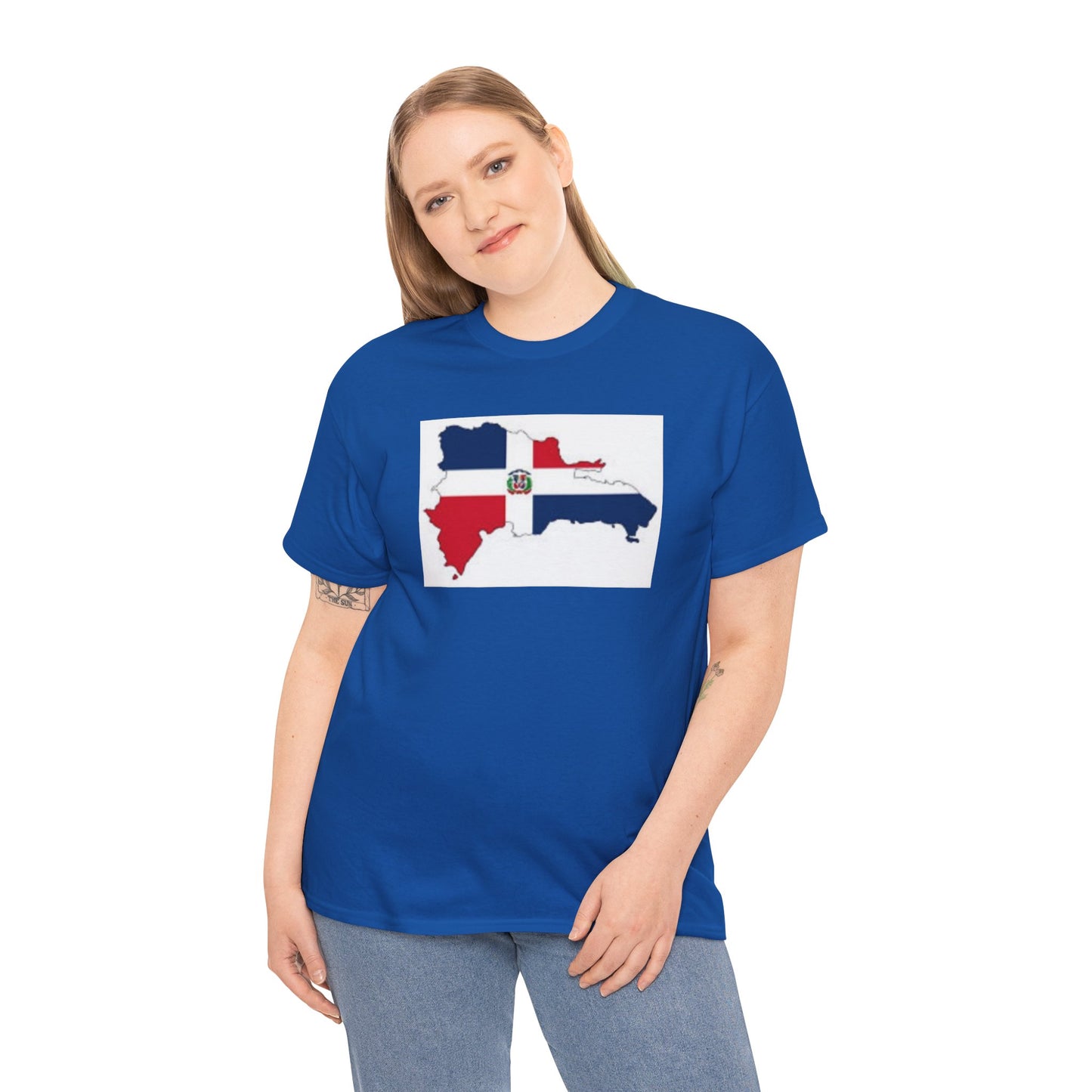 Unisex Heavy Cotton Tee -- Dominican Republic flag and map