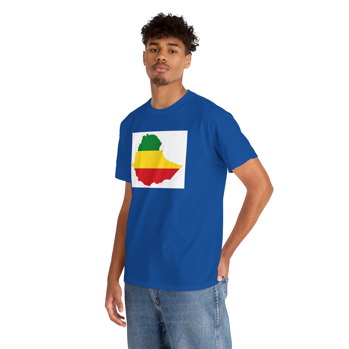 Unisex Heavy Cotton Tee -- Ethiopia flag and map
