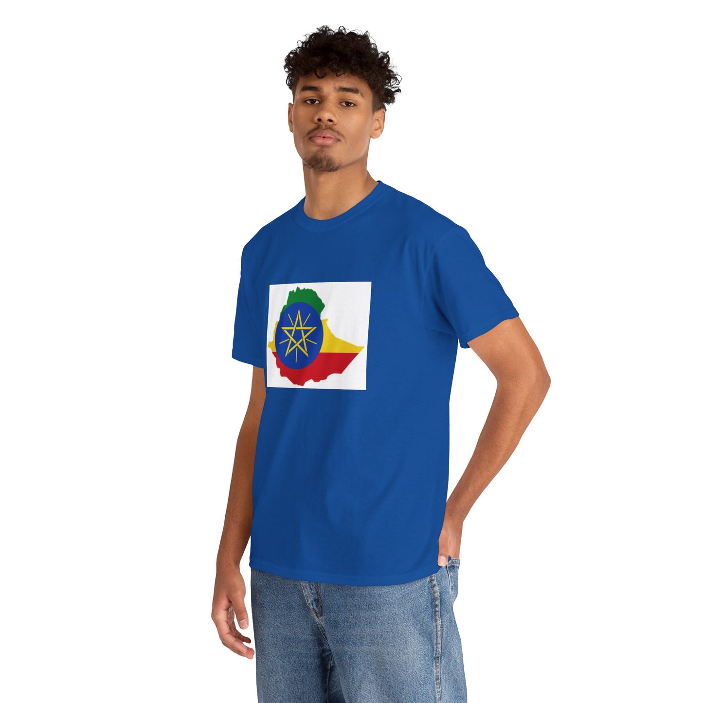 Unisex Heavy Cotton Tee -- Ethiopa federal flag and map