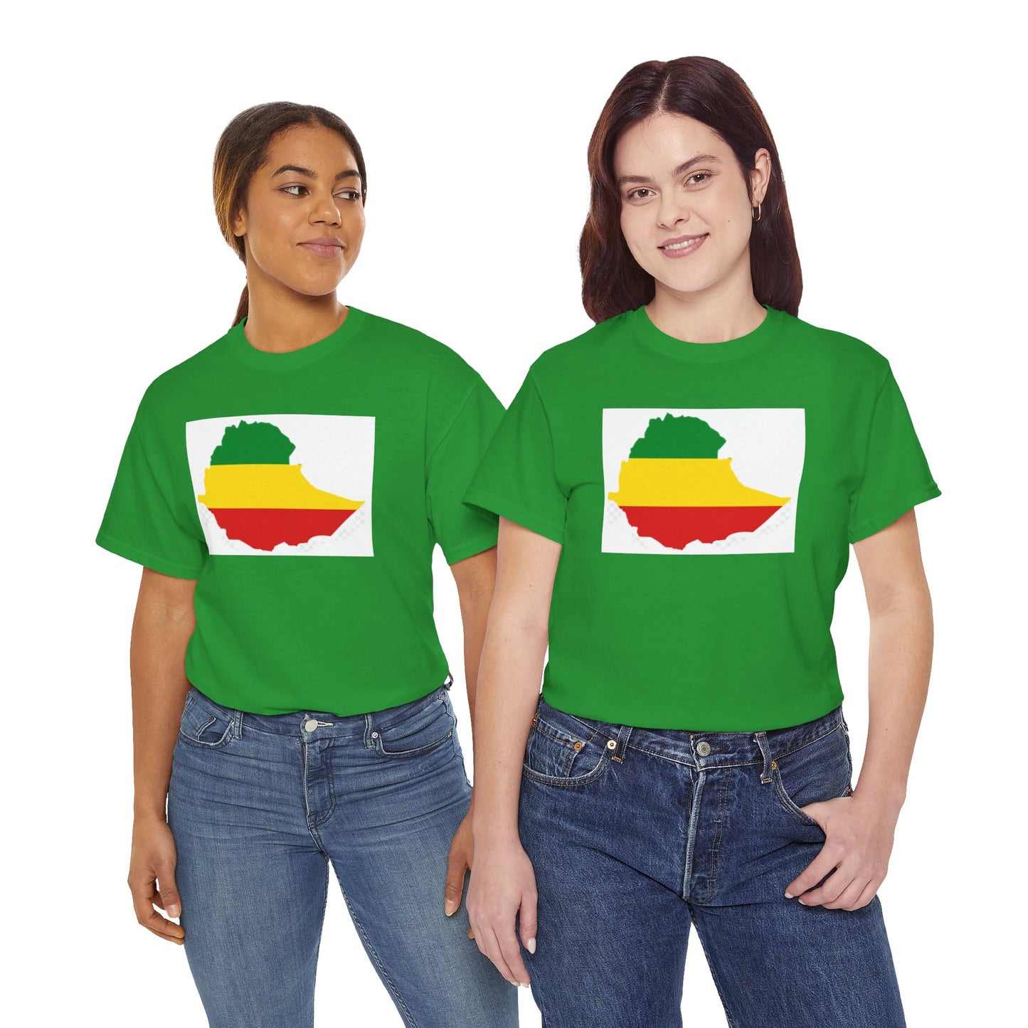 Unisex Heavy Cotton Tee -- Ethiopia flag and map