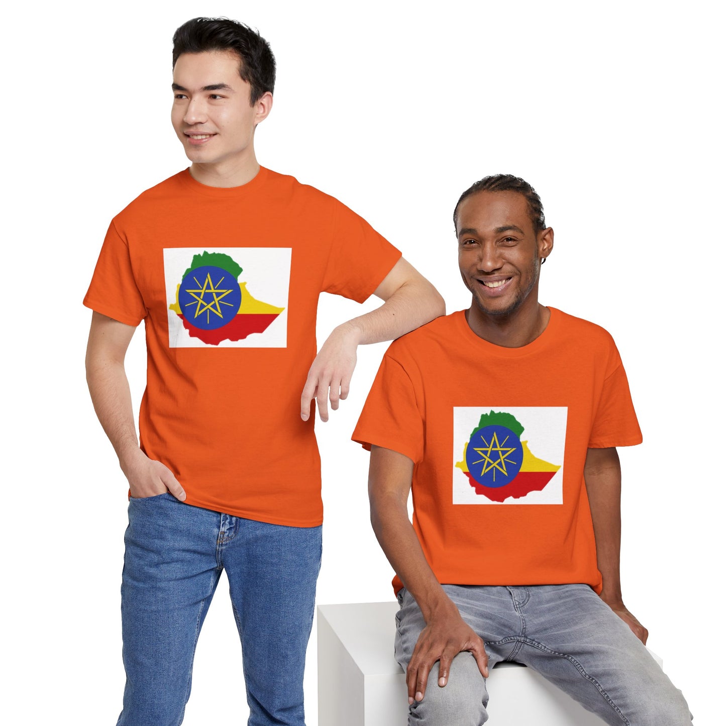 Unisex Heavy Cotton Tee -- Ethiopa federal flag and map