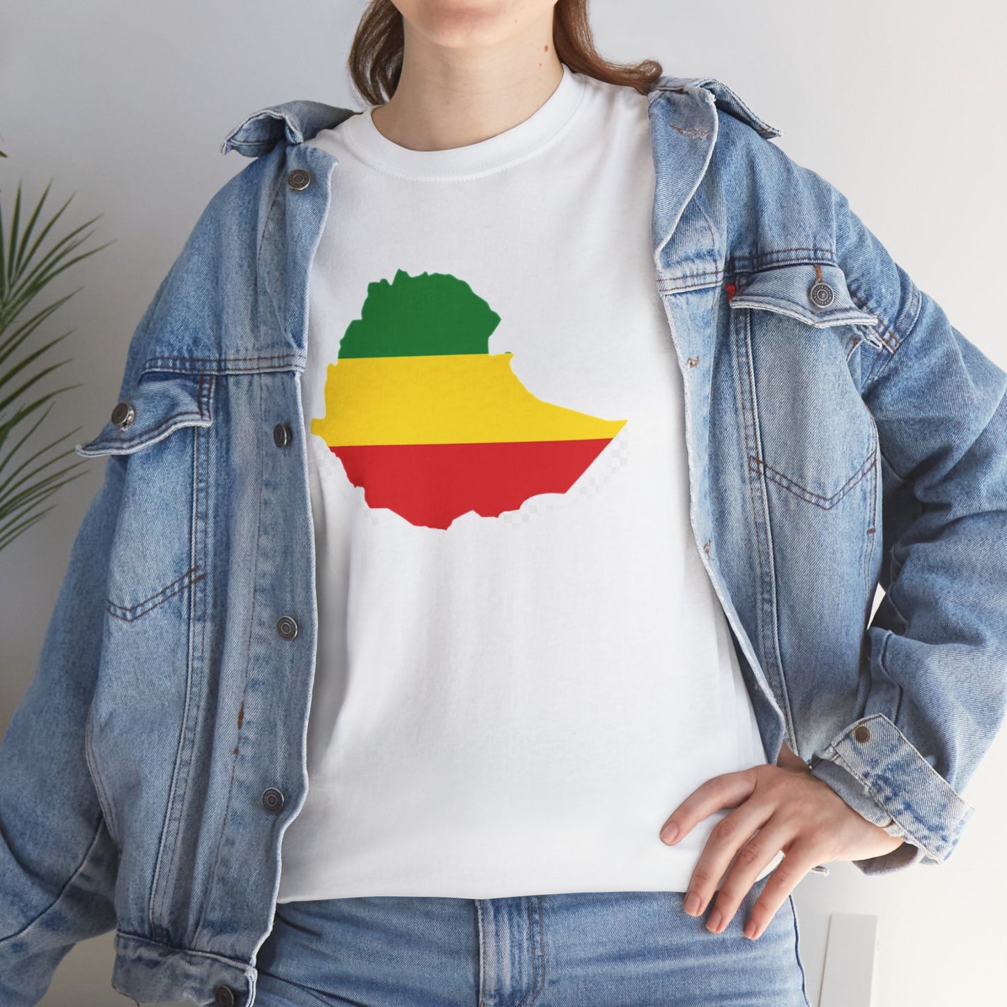 Unisex Heavy Cotton Tee -- Ethiopia flag and map