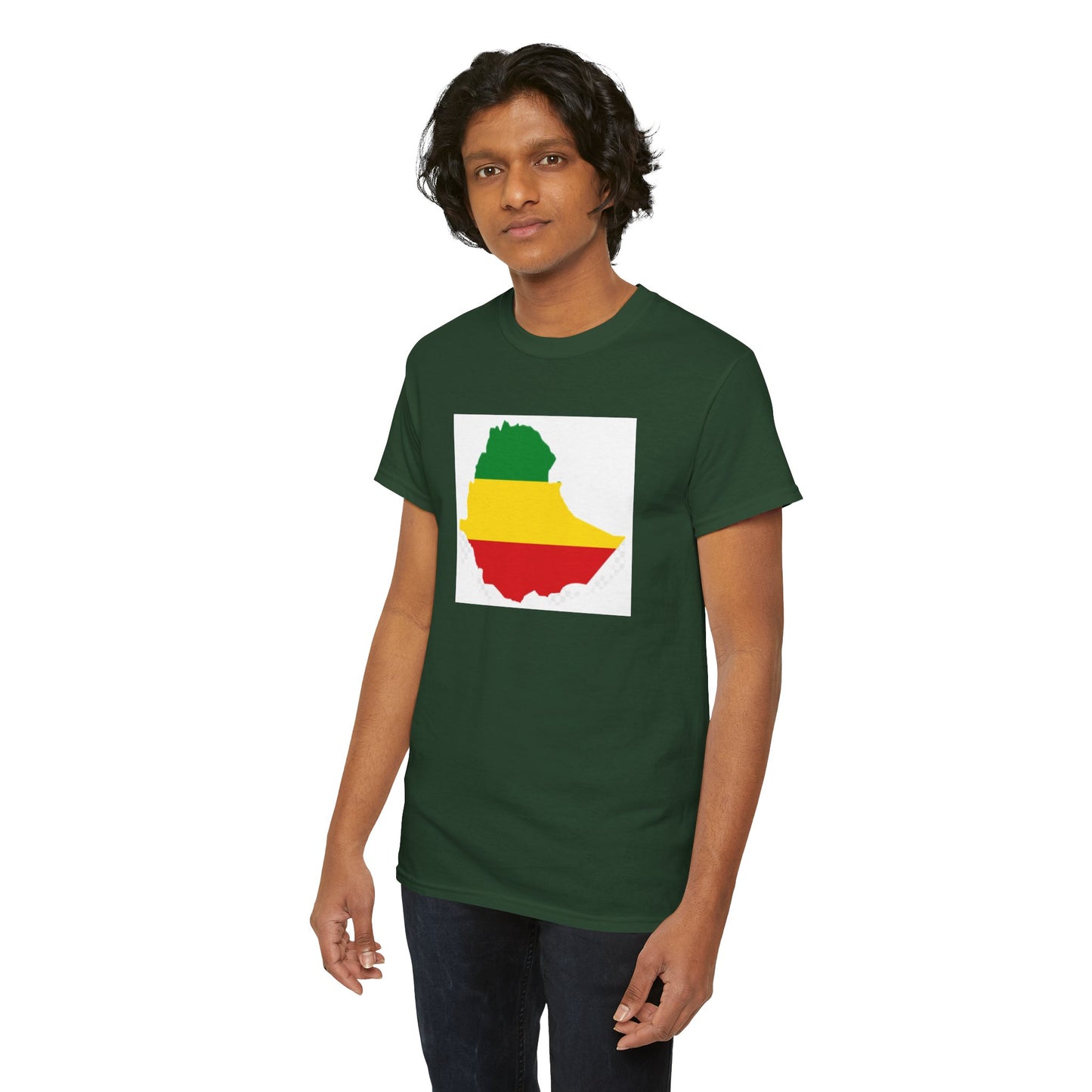 Unisex Heavy Cotton Tee -- Ethiopia flag and map