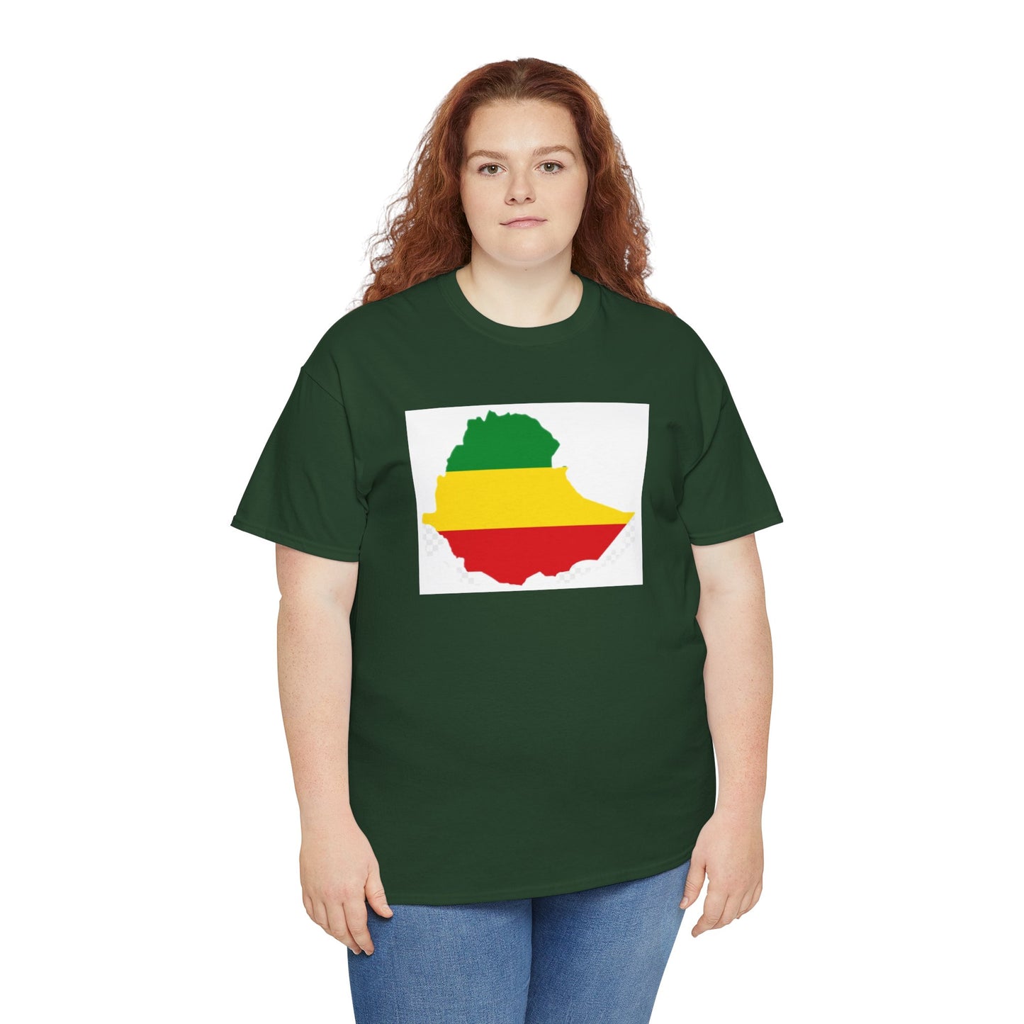 Unisex Heavy Cotton Tee -- Ethiopia flag and map