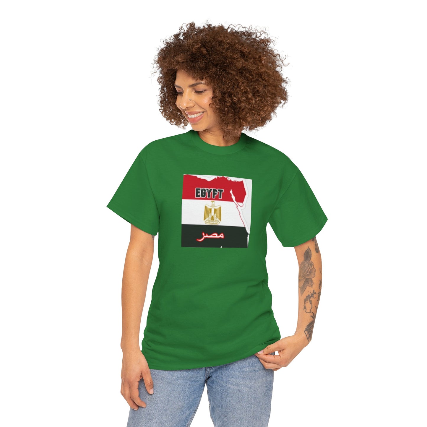 Unisex Heavy Cotton Tee -- Egypt flag and map