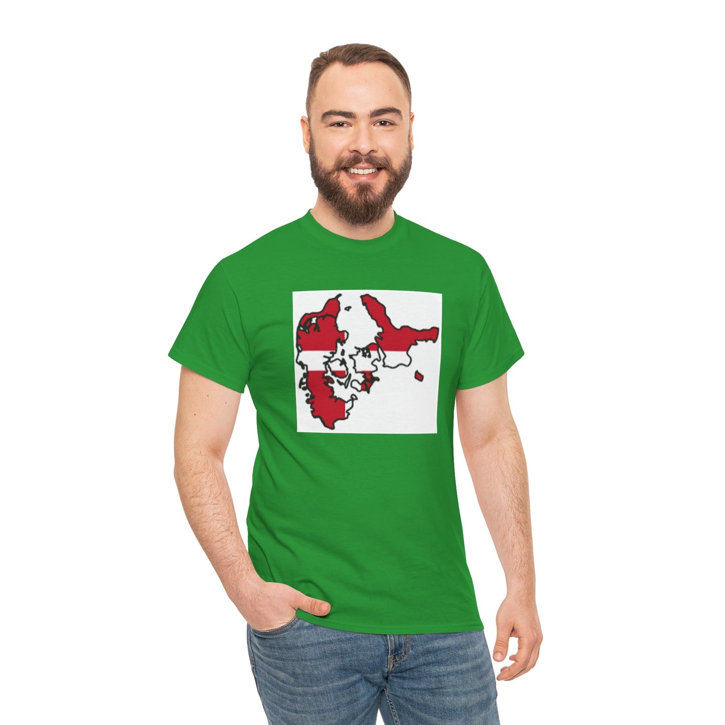 Unisex Heavy Cotton Tee -- Denmark flag and map