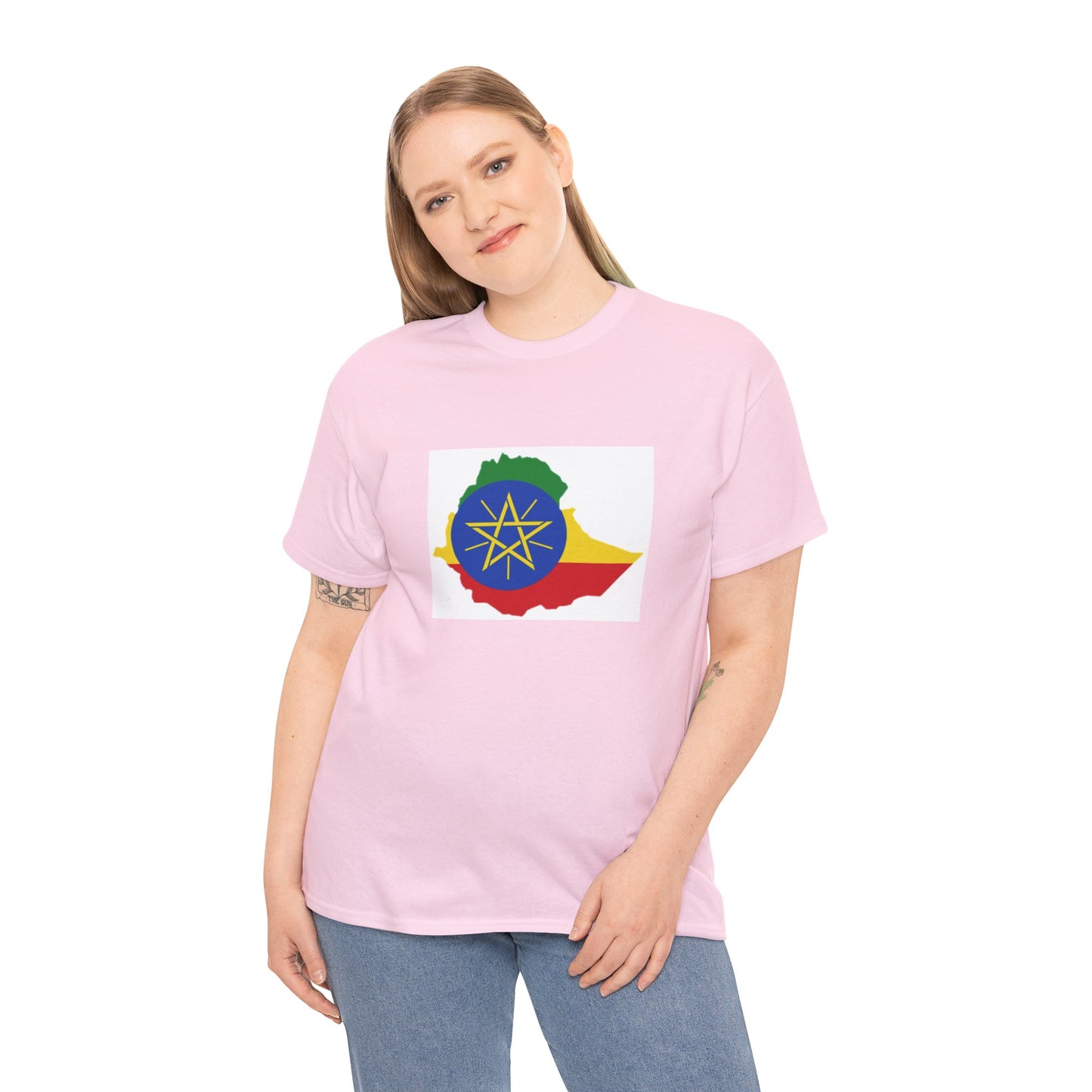 Unisex Heavy Cotton Tee -- Ethiopa federal flag and map