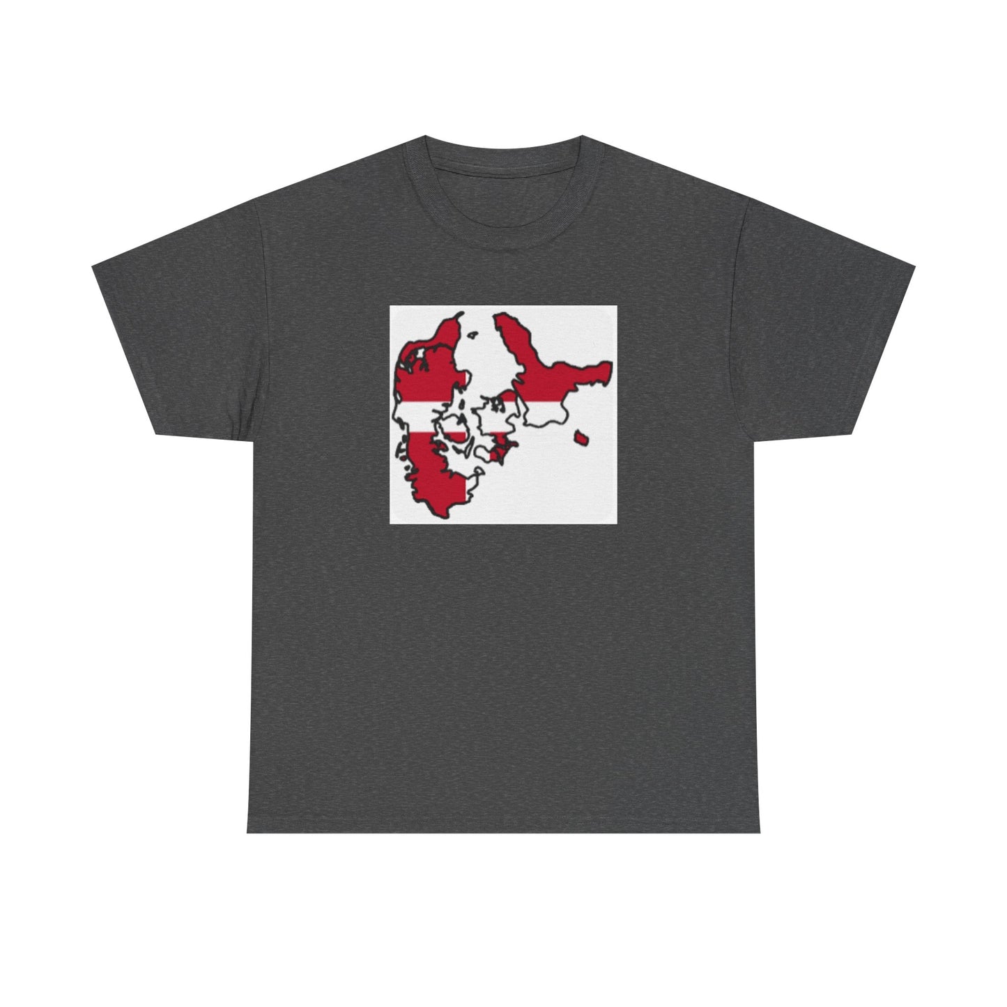 Unisex Heavy Cotton Tee -- Denmark flag and map