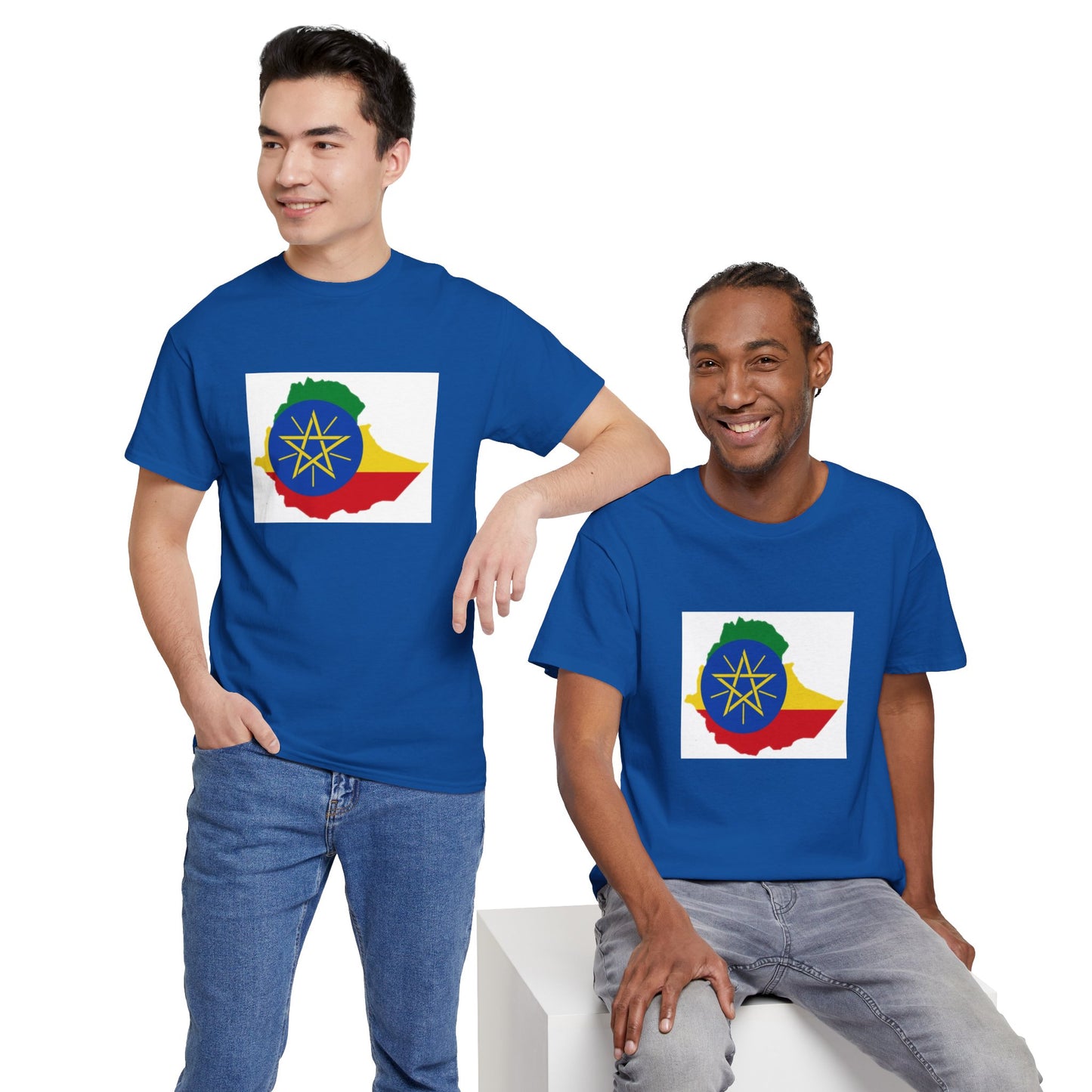 Unisex Heavy Cotton Tee -- Ethiopa federal flag and map