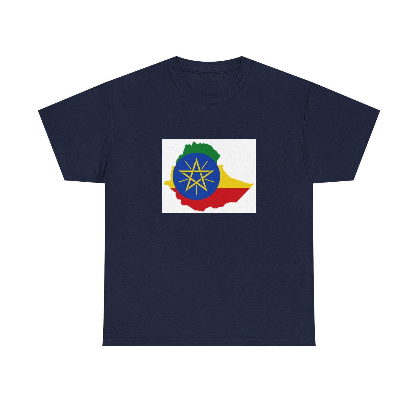 Unisex Heavy Cotton Tee -- Ethiopa federal flag and map