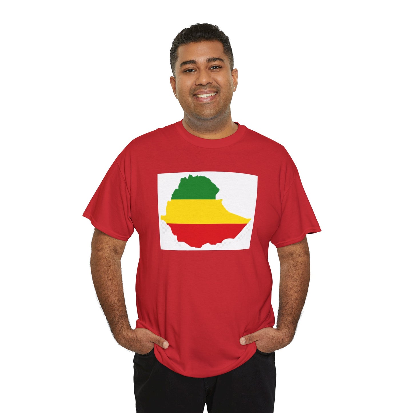 Unisex Heavy Cotton Tee -- Ethiopia flag and map