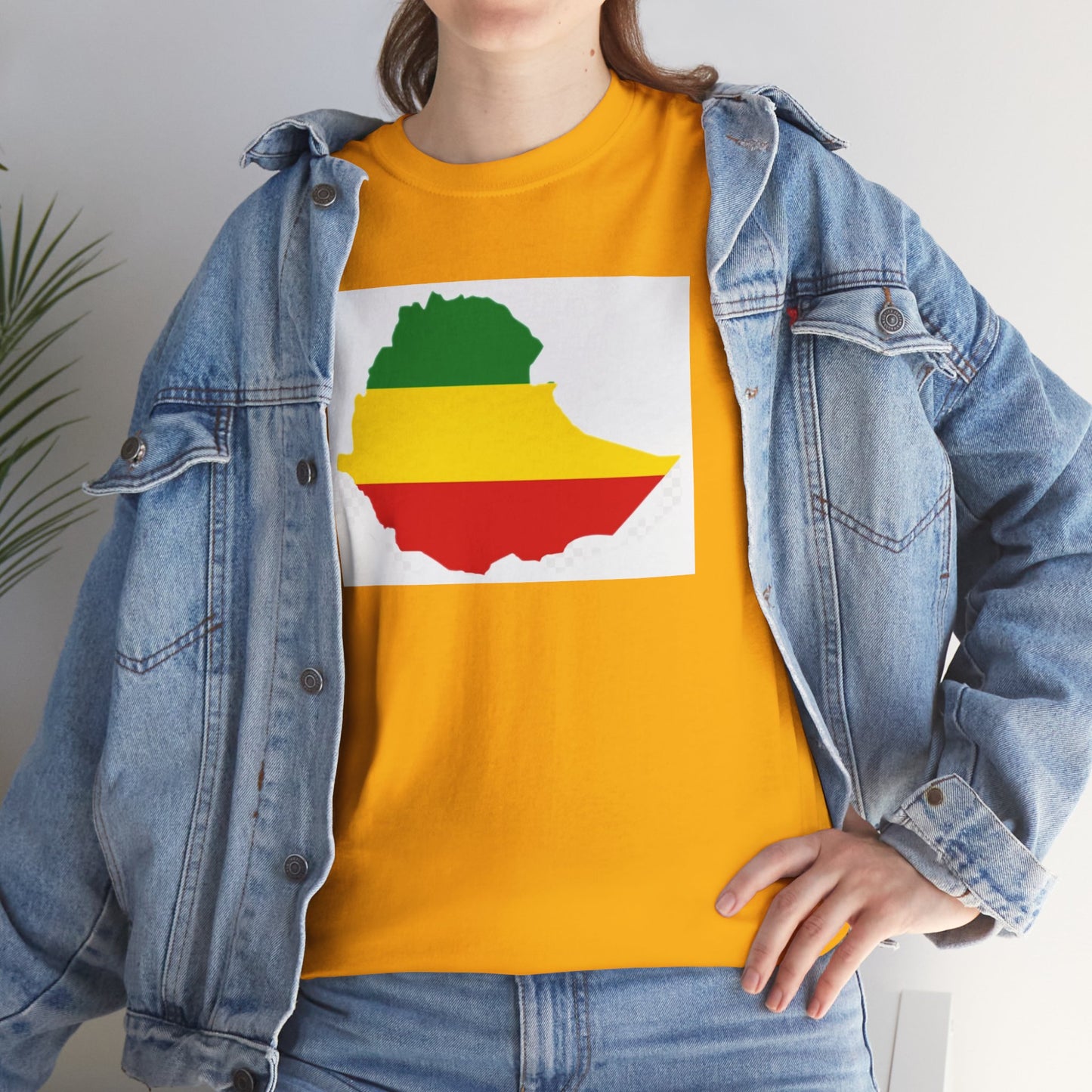 Unisex Heavy Cotton Tee -- Ethiopia flag and map