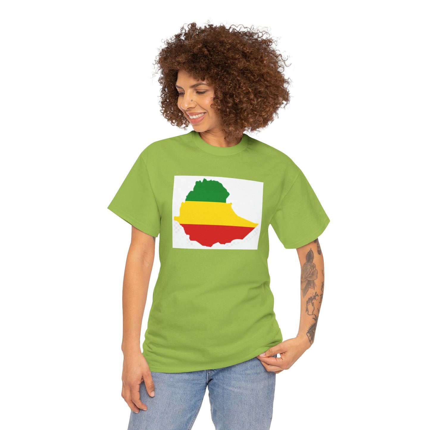 Unisex Heavy Cotton Tee -- Ethiopia flag and map
