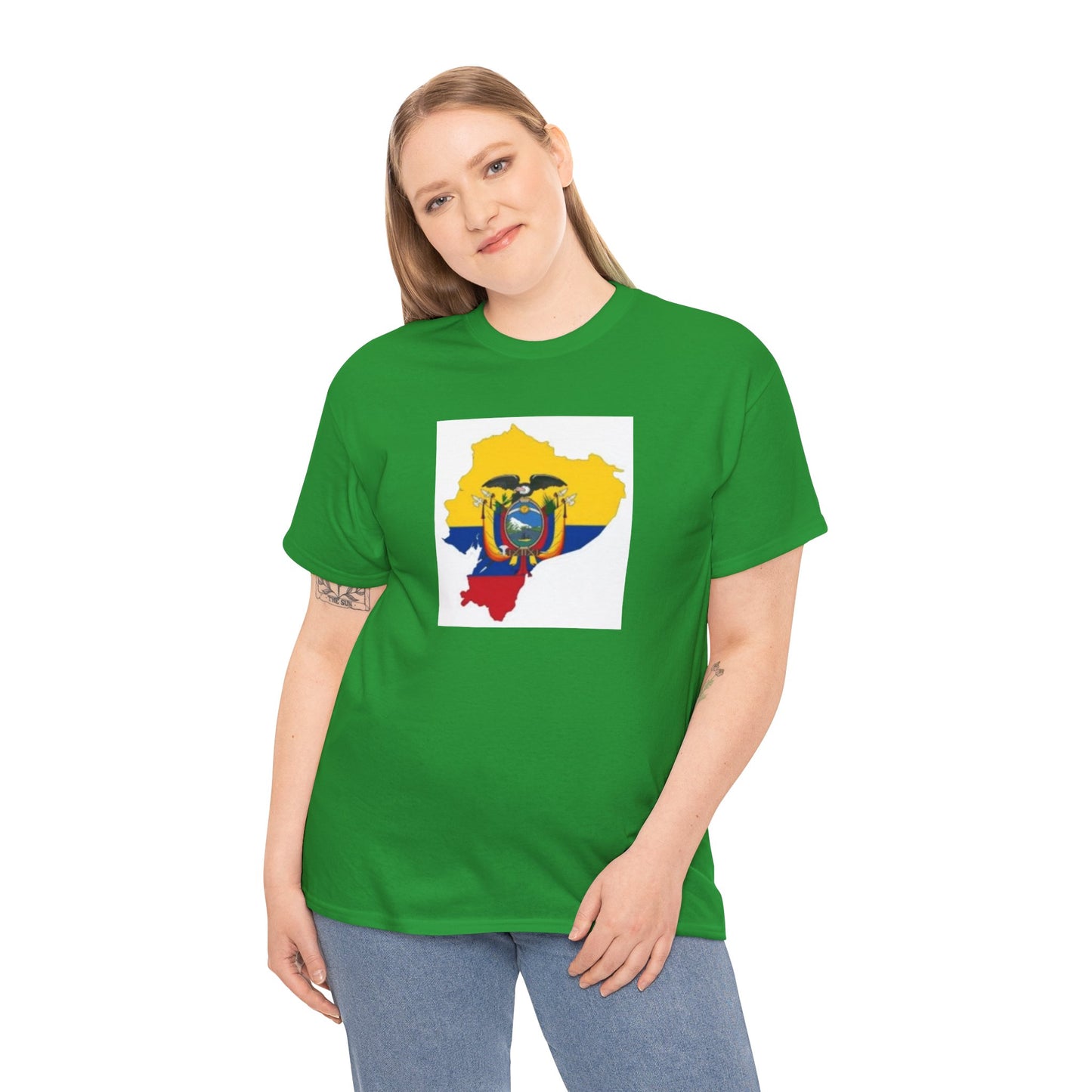 Unisex Heavy Cotton Tee -- Ecuador flag and map