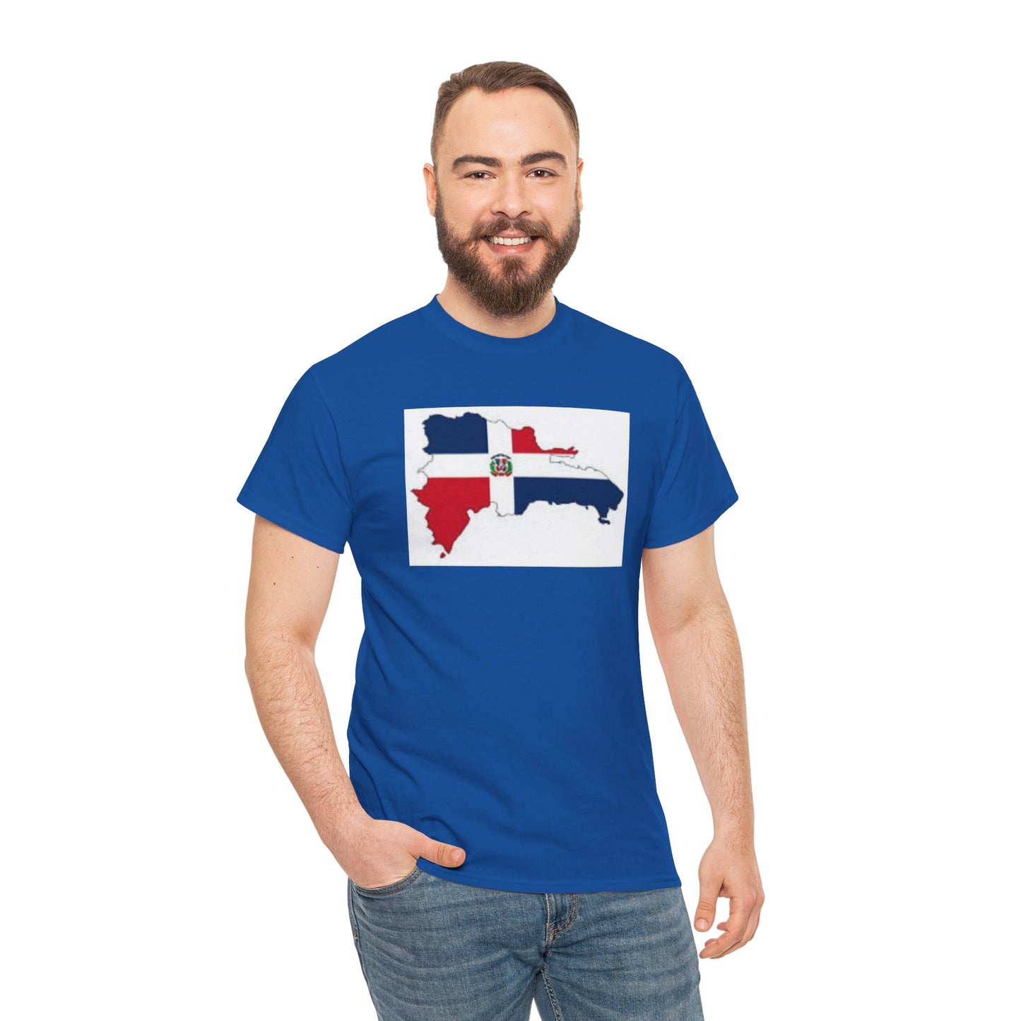 Unisex Heavy Cotton Tee -- Dominican Republic flag and map