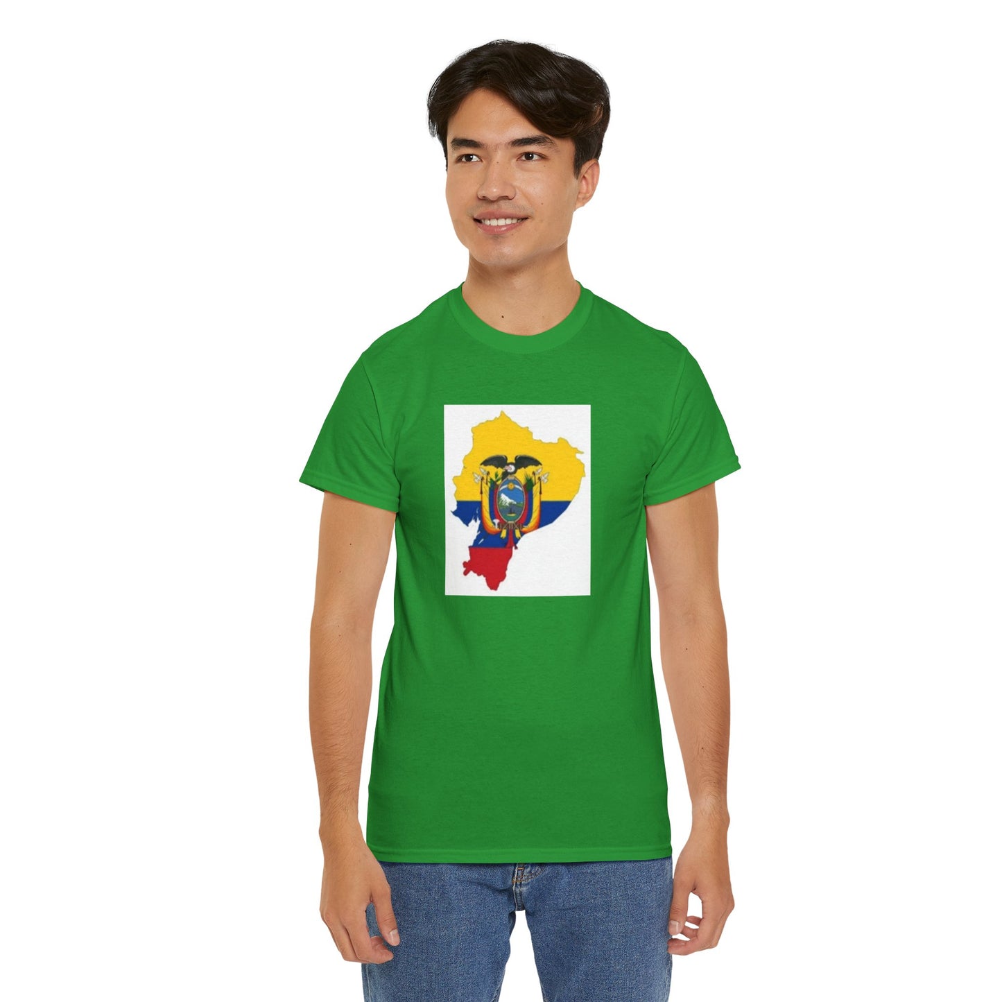 Unisex Heavy Cotton Tee -- Ecuador flag and map