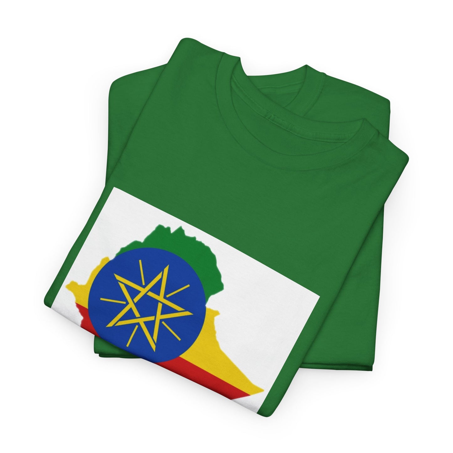 Unisex Heavy Cotton Tee -- Ethiopa federal flag and map