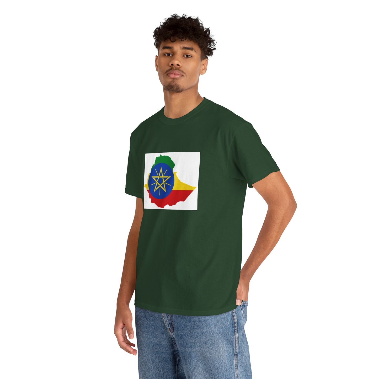 Unisex Heavy Cotton Tee -- Ethiopa federal flag and map