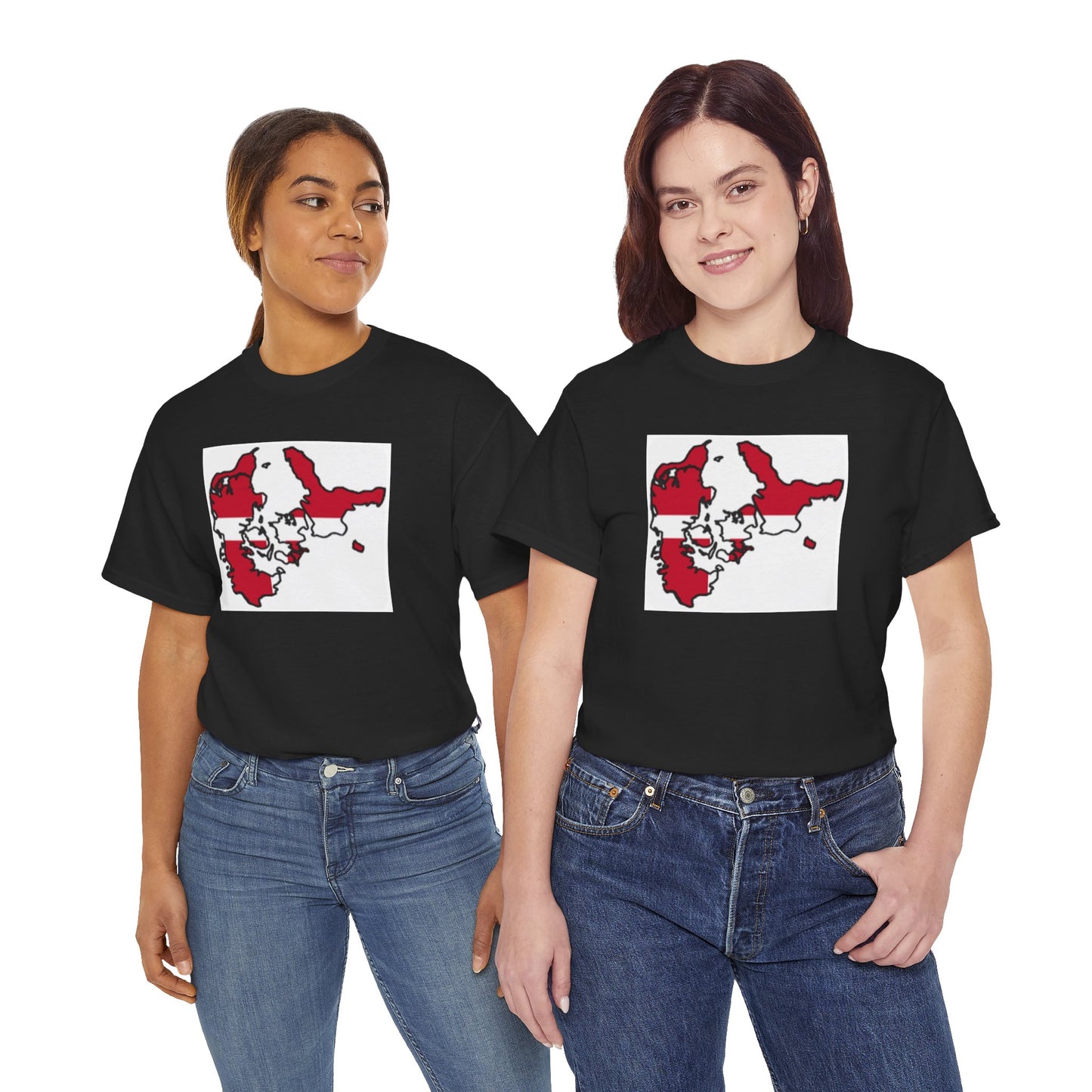 Unisex Heavy Cotton Tee -- Denmark flag and map