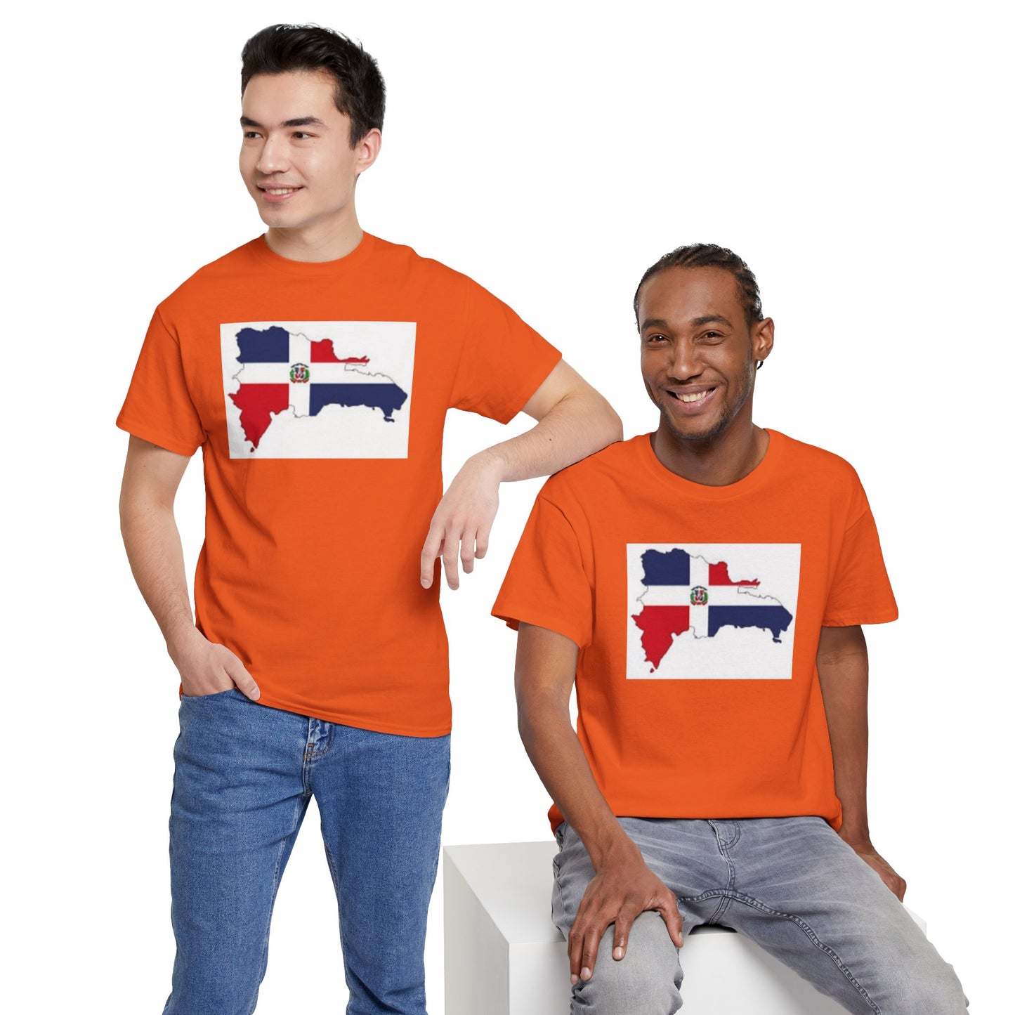 Unisex Heavy Cotton Tee -- Dominican Republic flag and map