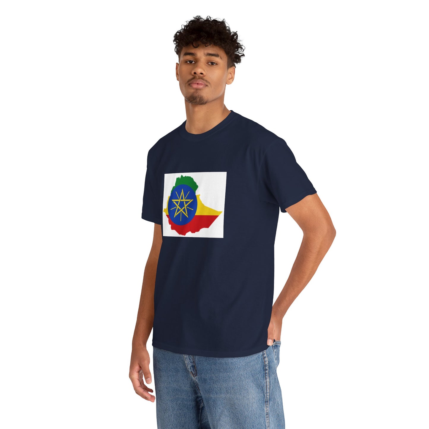 Unisex Heavy Cotton Tee -- Ethiopa federal flag and map