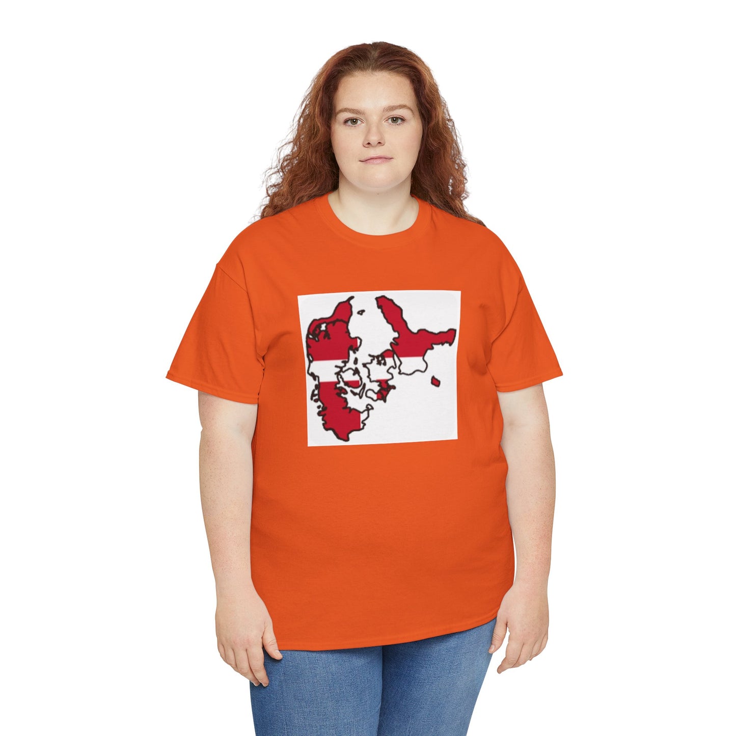 Unisex Heavy Cotton Tee -- Denmark flag and map