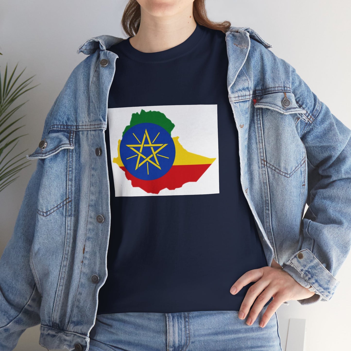 Unisex Heavy Cotton Tee -- Ethiopa federal flag and map