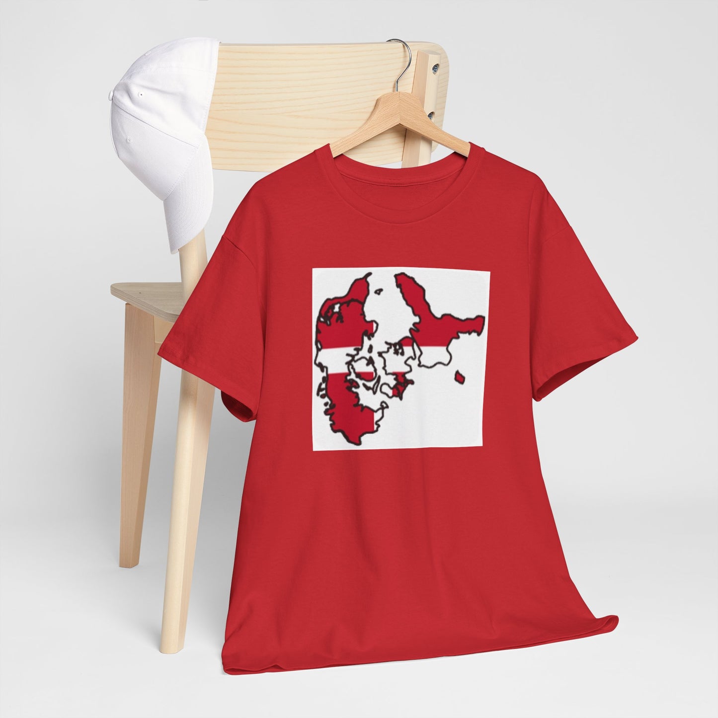 Unisex Heavy Cotton Tee -- Denmark flag and map