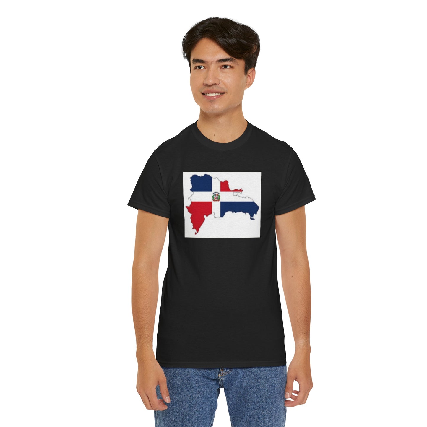Unisex Heavy Cotton Tee -- Dominican Republic flag and map