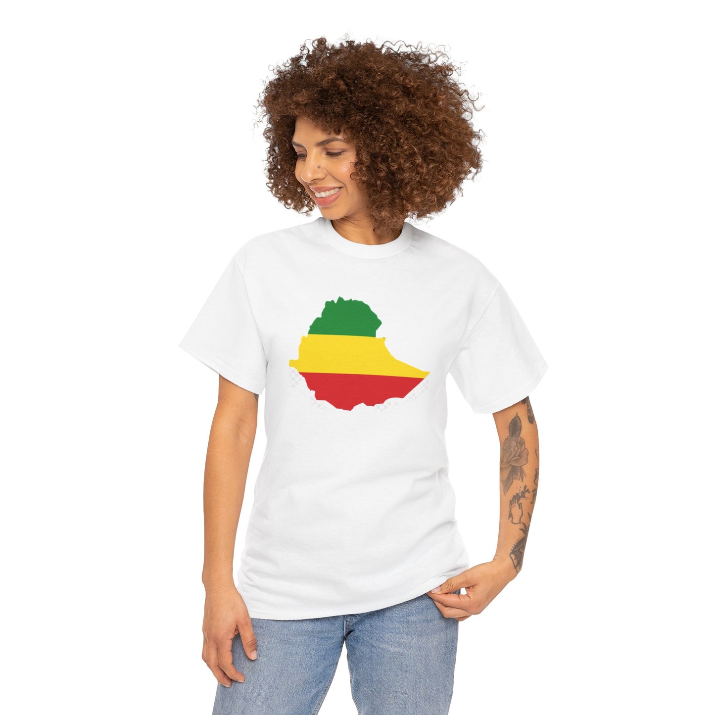 Unisex Heavy Cotton Tee -- Ethiopia flag and map