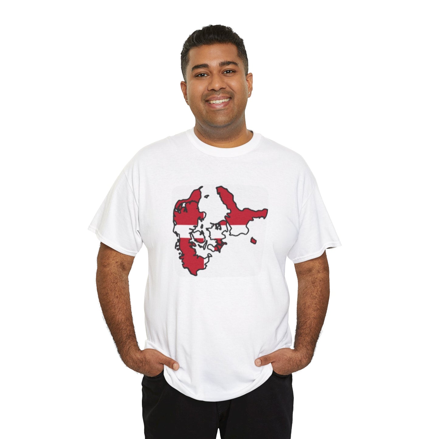 Unisex Heavy Cotton Tee -- Denmark flag and map