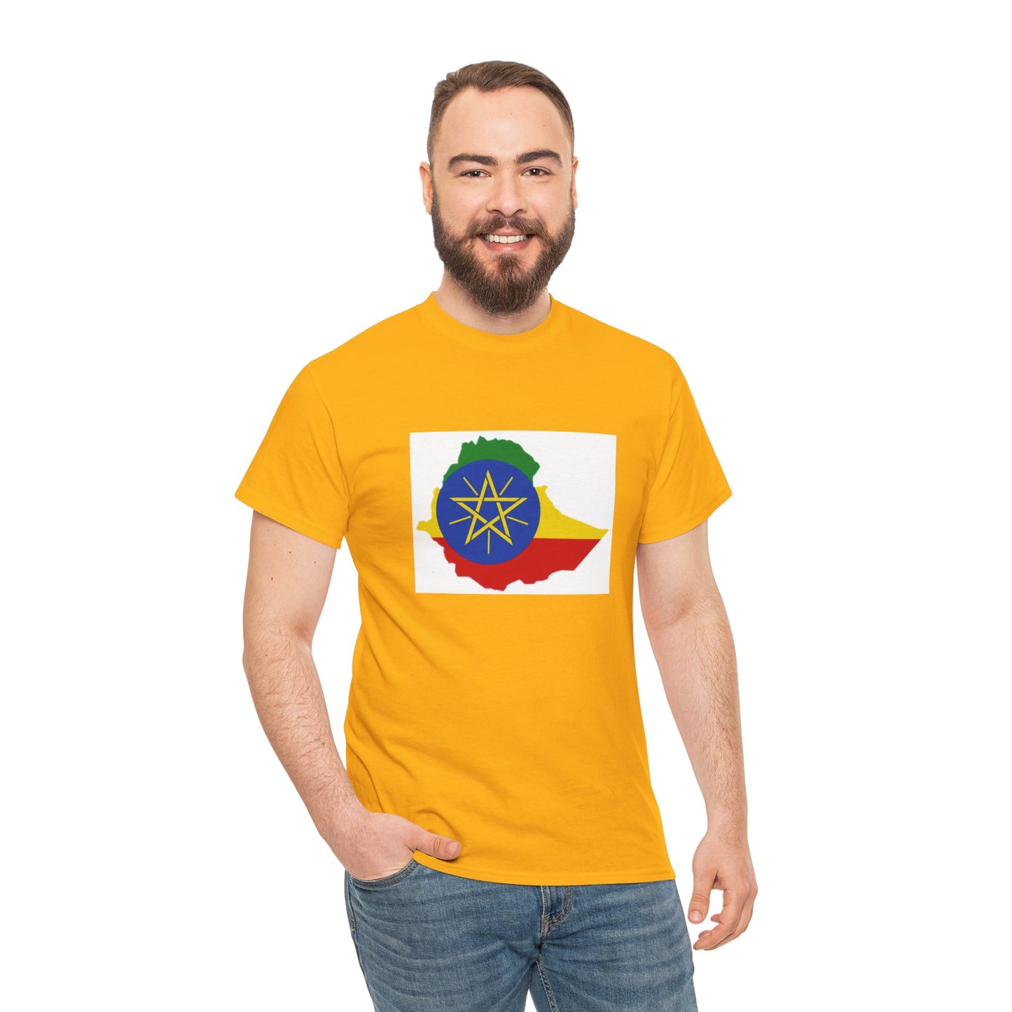 Unisex Heavy Cotton Tee -- Ethiopa federal flag and map