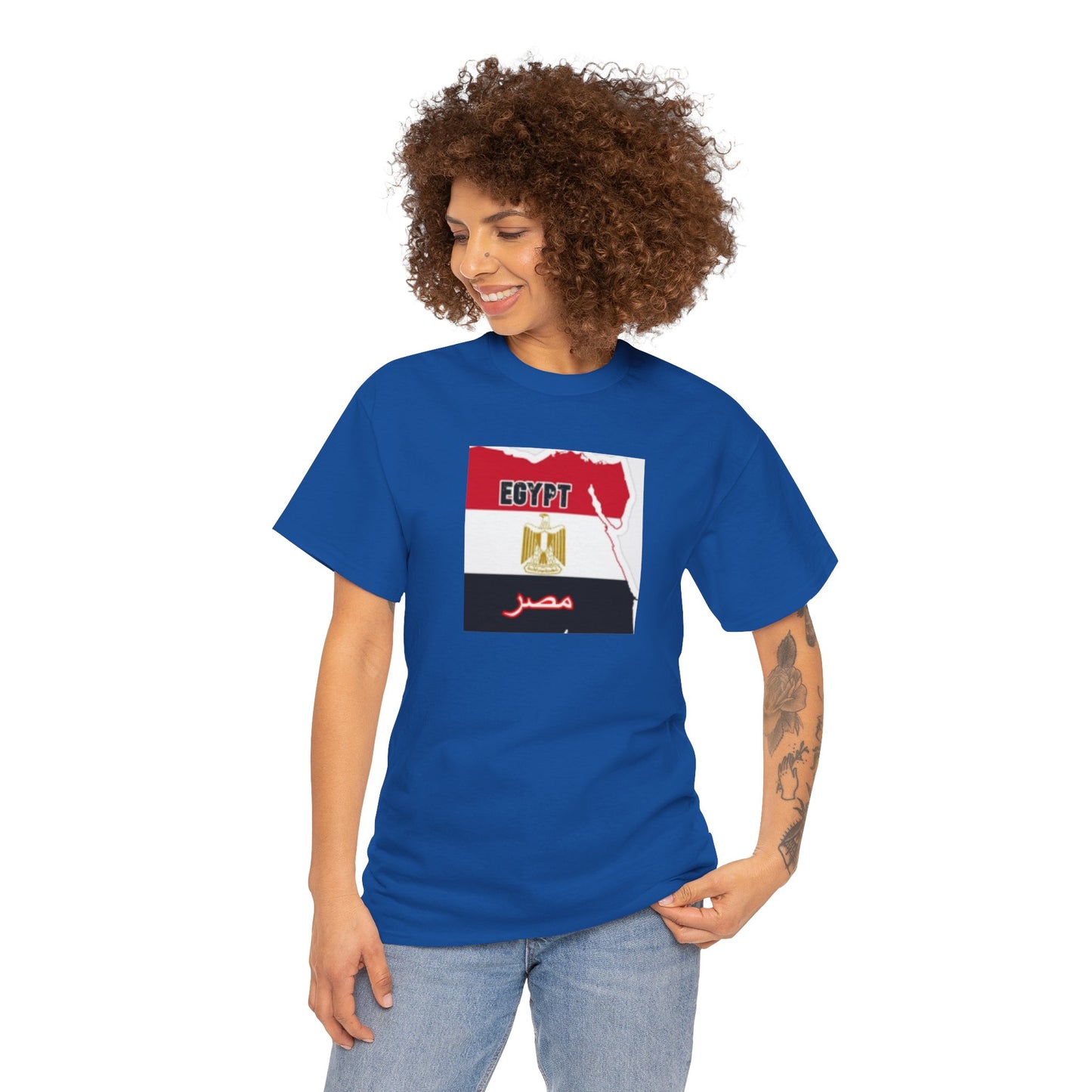Unisex Heavy Cotton Tee -- Egypt flag and map
