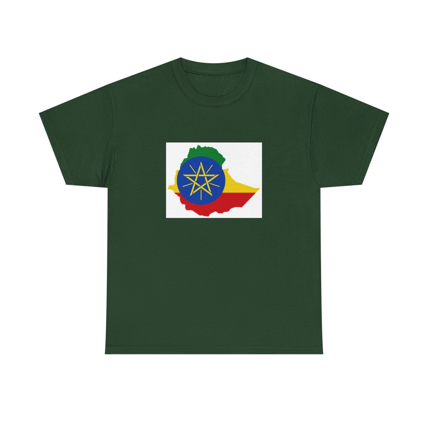 Unisex Heavy Cotton Tee -- Ethiopa federal flag and map