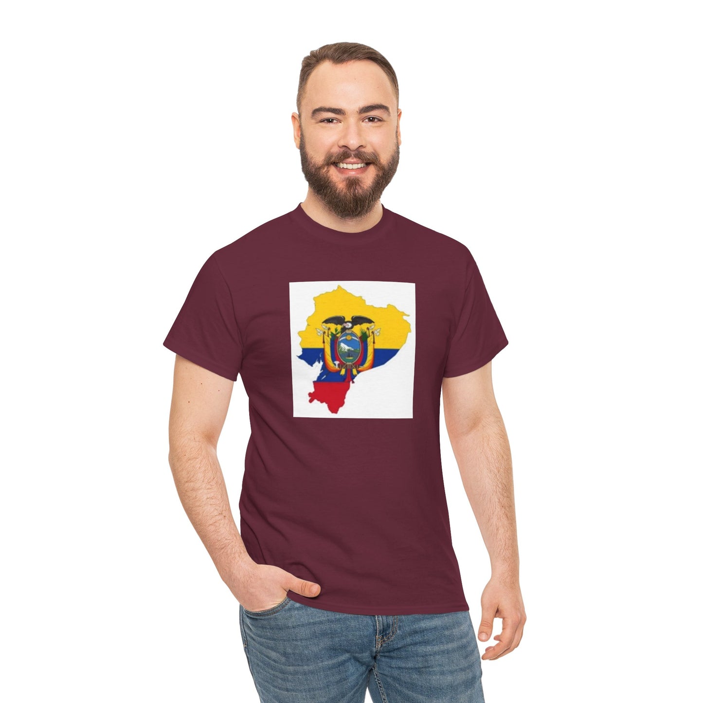 Unisex Heavy Cotton Tee -- Ecuador flag and map